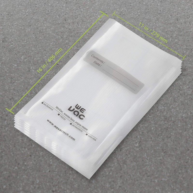 Wevac Vacuum Sealer Bags 100 Gallon 11x16 Inch for Food Saver, Seal a Meal, Weston. Commercial Grade, BPA Free, Heavy Duty, Great for vac storage, Meal Prep and Sous Vide - Image 2